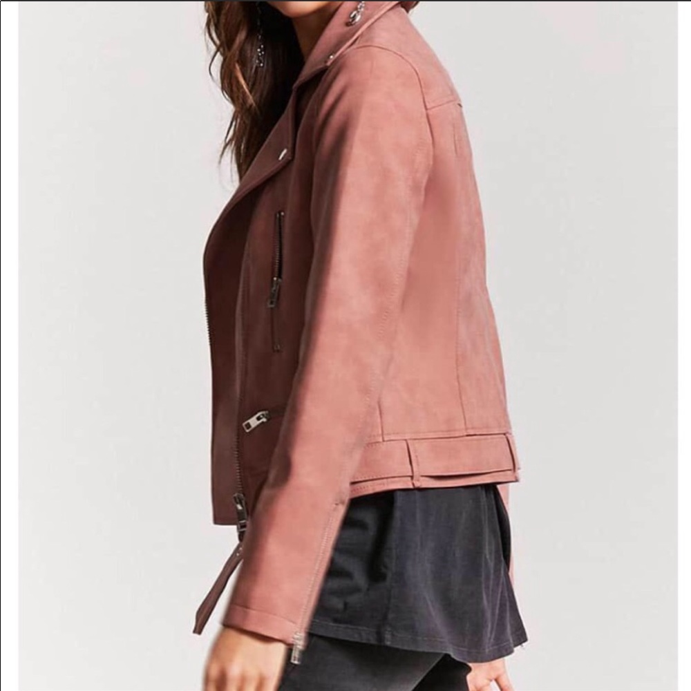 Pink small oversized moto jacket. Like new. - Picture 2 of 8